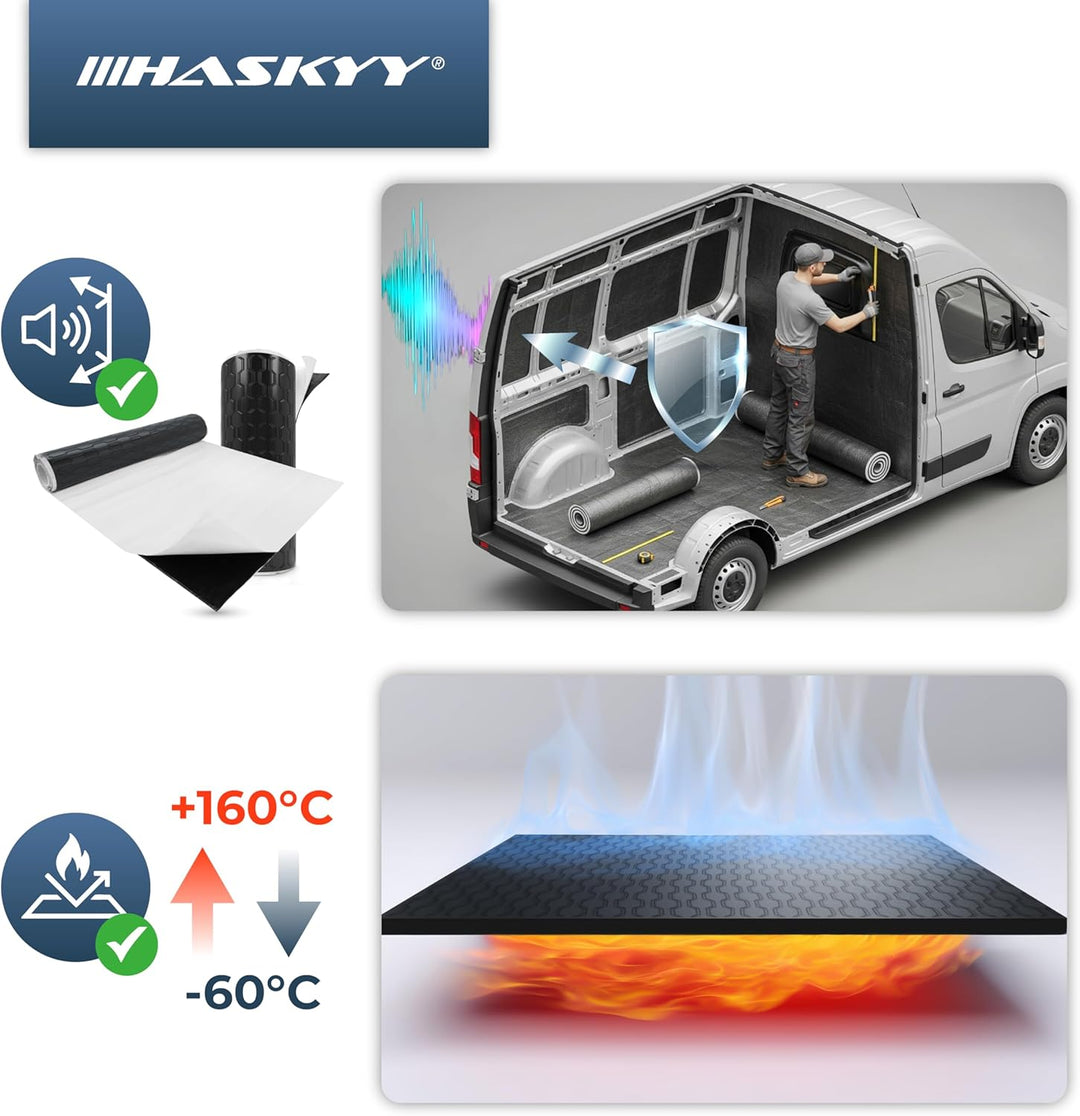 HASKYY Alubutyl Dämmmatte Schallschutz 2x Rollen 400x25 cm - 2m² Dämmung für KFZ, LKW, Wohnmobile, B