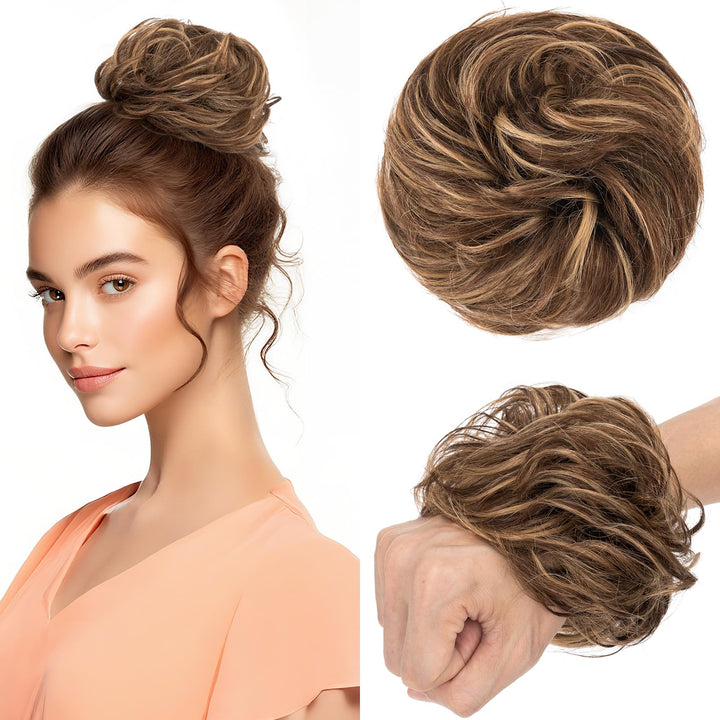 Benehair Echthaar Scrunchies Hochsteckfrisur, Echthaar Haargummi Hochsteckfrisuren, 25g Echte Haare
