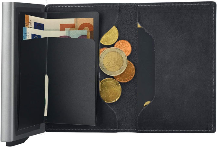 mogdi Nano Black Premium Herren Portmonee RFID Schutz Kartenetui Business Geldbörse feinstes A++ Ech