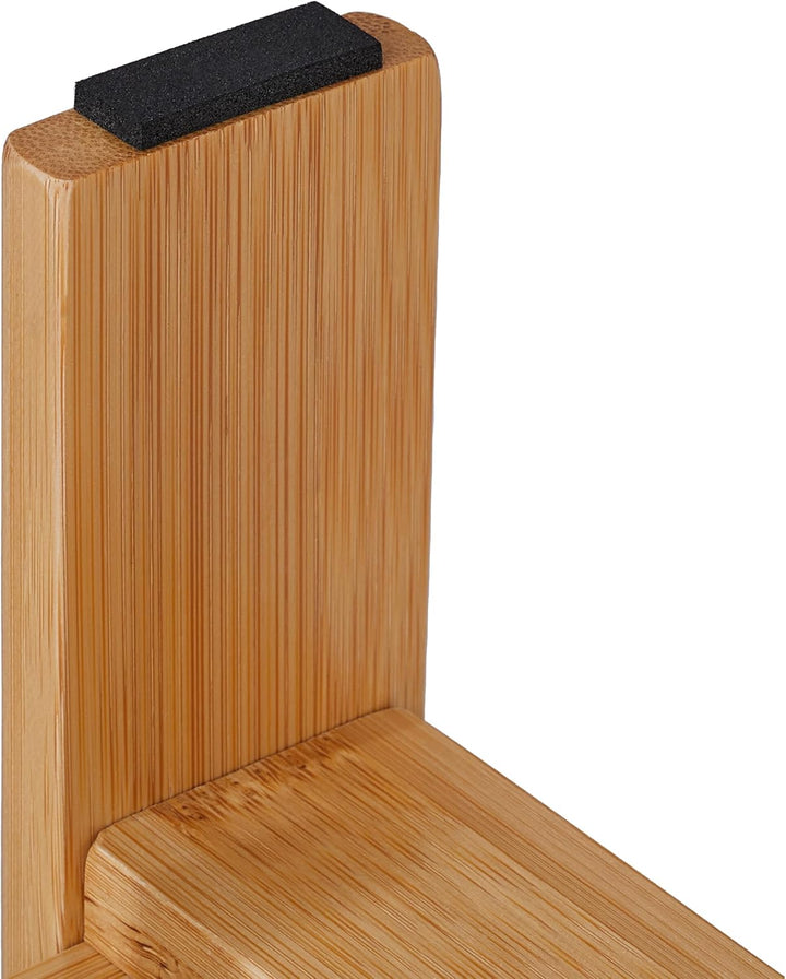 Relaxdays Badhocker aus Bambus, Sitzhocker mit extra Ablagefläche, HxBxT: 26 x 27 x 22,5 cm, Staurau