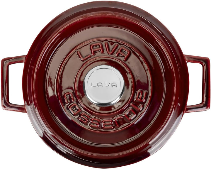 Lava Gusseisen Mehrzweck-Topf mit Deckel, emaillierter Schmortopf/Bräter, Emaille-Topf mit Metalldec