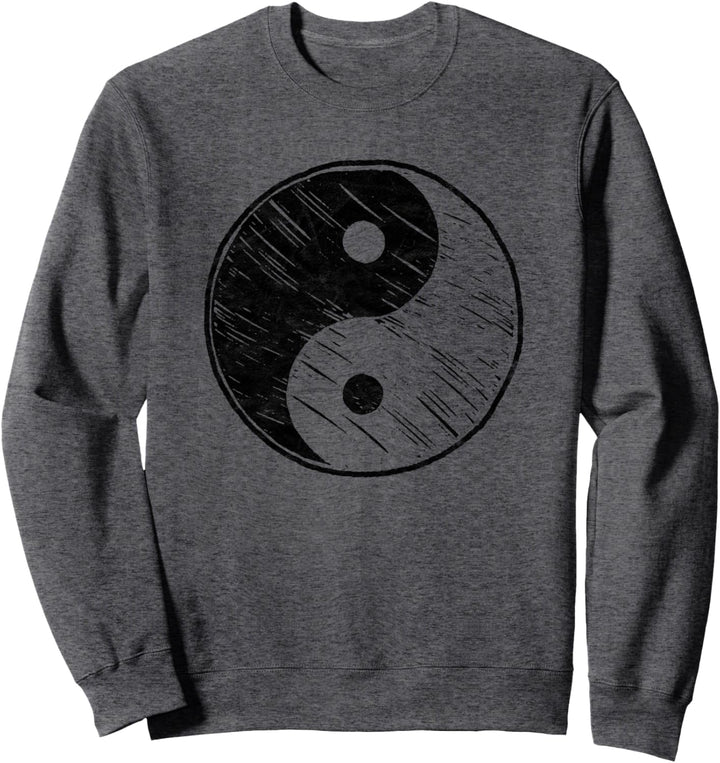 Vintage Black Sketched Yin Yang Eighties Minimalist Graphic Sweatshirt