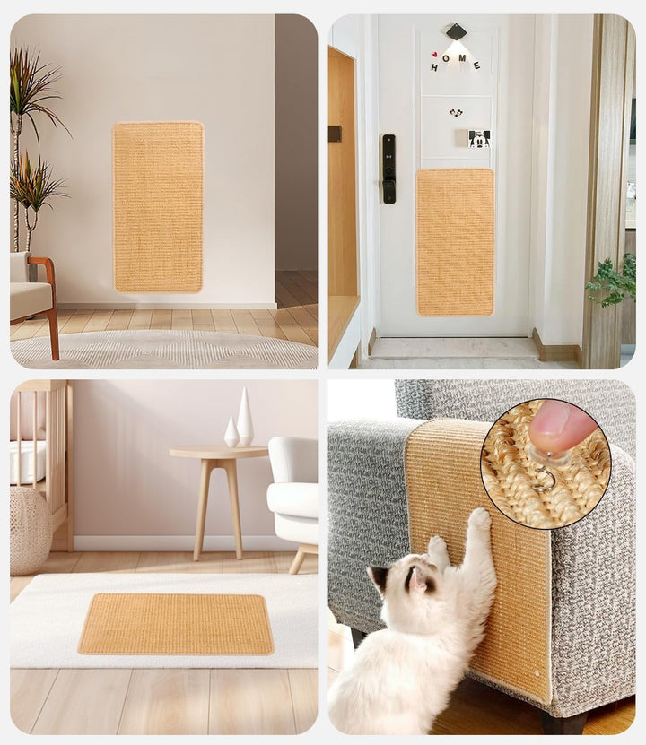 3 Kratzteppiche für Katzen, 50 × 25 cm, natürlicher Sisal, für Sofa und Möbel, Primary Color