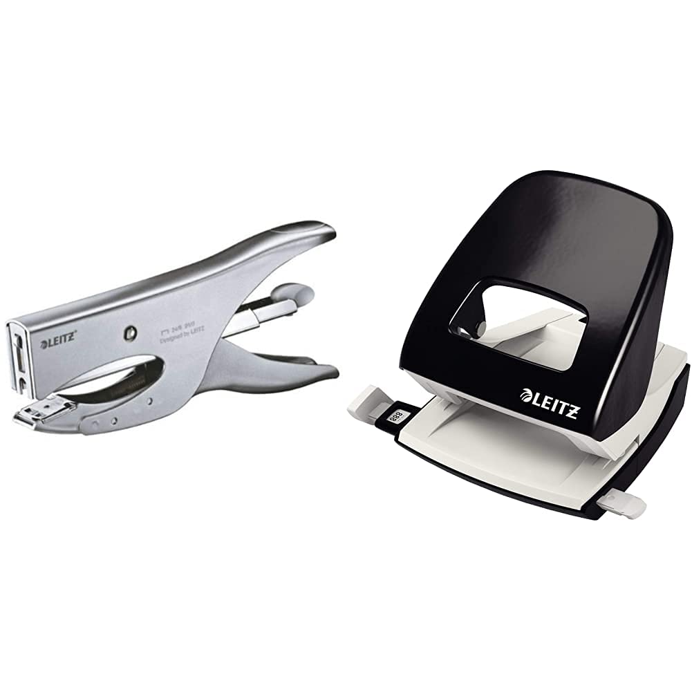 Leitz Heftzange, Für 40 Blatt, Ergonomisches Design aus Metall, Für Heftklammern P3 (24/6, 26/6) ode