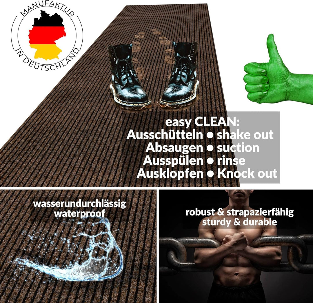 ANRO Schmutzfangmatte Mischa Teppich Läufer Meterware rutschfest & zuschneidbar | Indoor Outdoor Fus