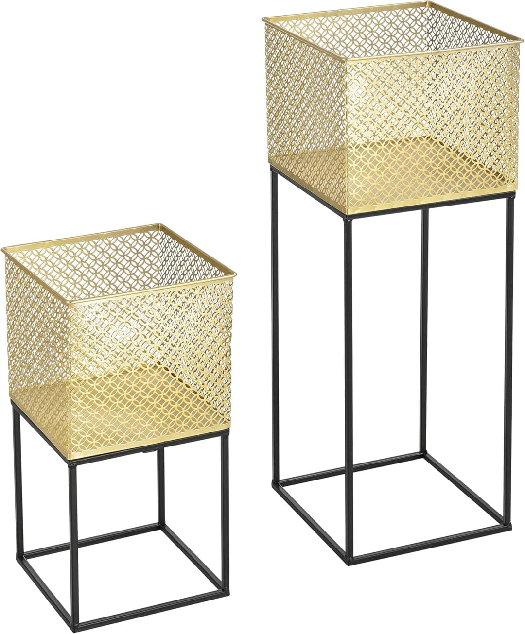 [en.casa] Pflanzständer Juprelle 2er Set Blumenständer-Set Pflanztopfhalter in 2 Grössen Metall Gold
