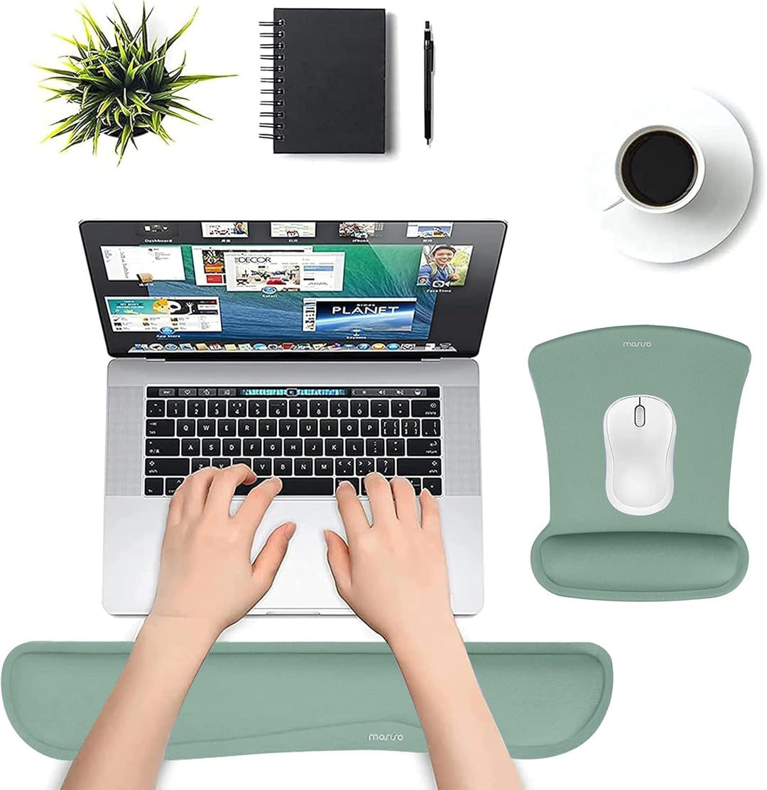 MOSISO Handgelenkauflagen für Mauspad&amp;Tastatur Set,Ergonomisches Mauspad Rutschfester Boden Zuhause/
