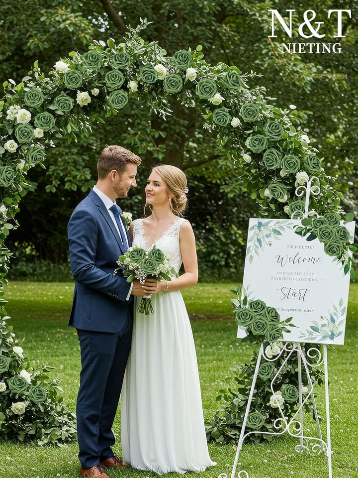 N&amp;T NIETING Rosen Deko, 25 Stück künstliche Blumen Rosen mit Stielen, Fake Blumen für DIY Hochzeit V
