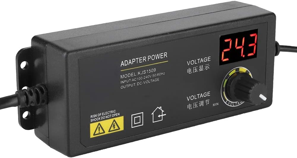 3-36V Einstellbares Netzteil, LED AC DC Adapter, Universal Anti-Interferenz SCHWARZ Netzteil 60W 1,7