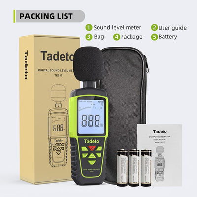 Dezibel Messgerät, Tadeto Schallpegelmesser Portable db Messgerät 30dB bis 130dB (5 Messbereich) Hin