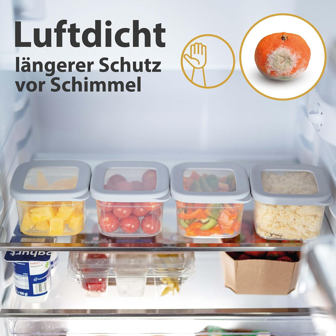 Luftdichte Vorratsdosen mit Deckel [500ml - 12er-Set] Hellgrau - Stapelbar & platzsparend für die Kü