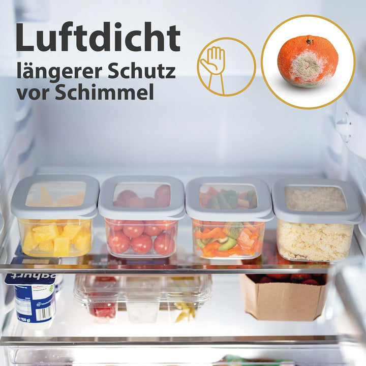 Luftdichte Vorratsdosen mit Deckel [500ml - 12er-Set] Hellgrau - Stapelbar & platzsparend für die Kü
