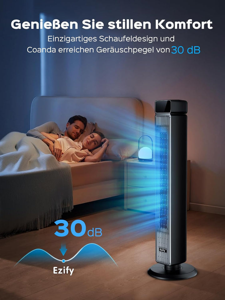 Ezify Turmventilator, 7,3 m/s Ventilator Grosser Luftdurchsatz, Turmventilator Sehr Leise mit Fernbe
