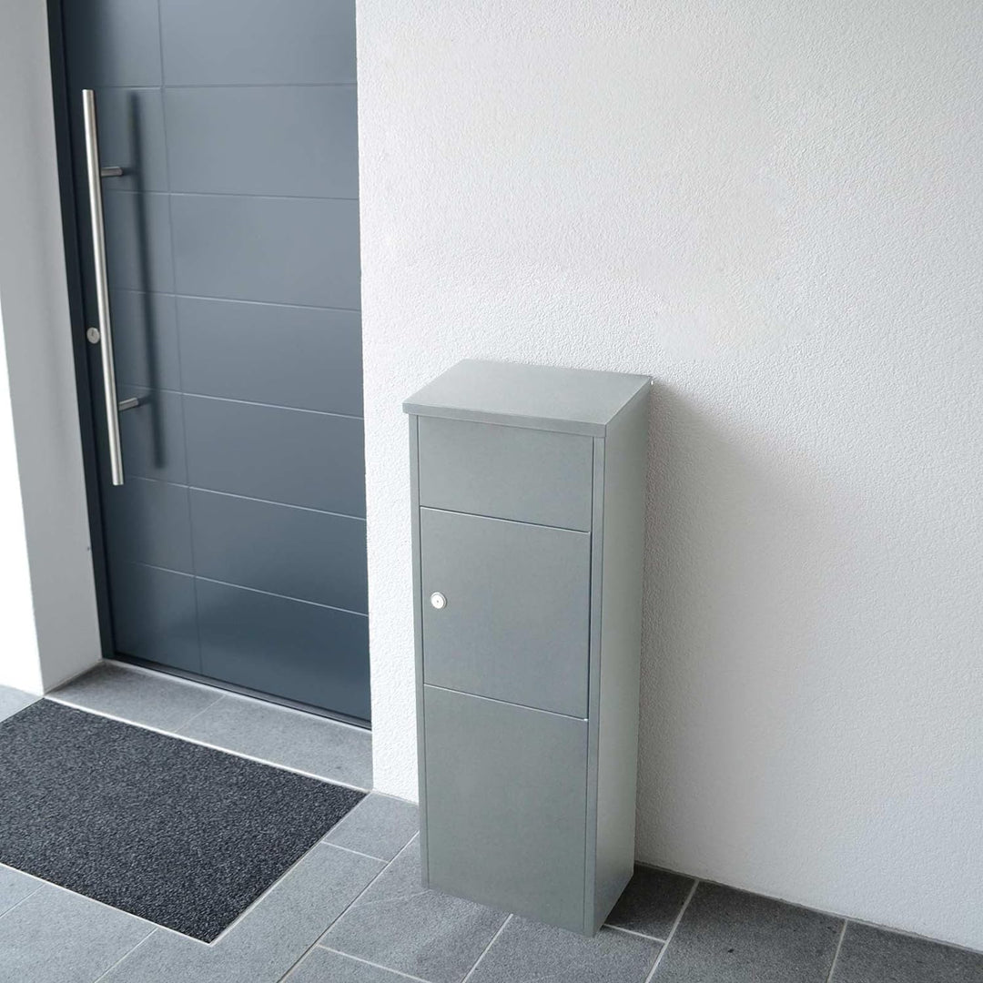 Rottner Parcel Keeper 1000 Stand Paketbriefkasten Stahl, Silber, HxBxT 105x38x23 cm, Zylinderschloss