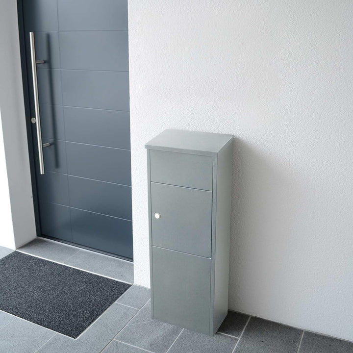 Rottner Parcel Keeper 1000 Stand Paketbriefkasten Stahl, Silber, HxBxT 105x38x23 cm, Zylinderschloss