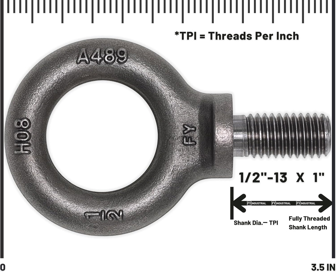 5 Stück 1/2 Zoll Augbolzen 33 x 1 1/2"-13 X 1" einfarbig 5, 1/2"-13 X 1" einfarbig 5