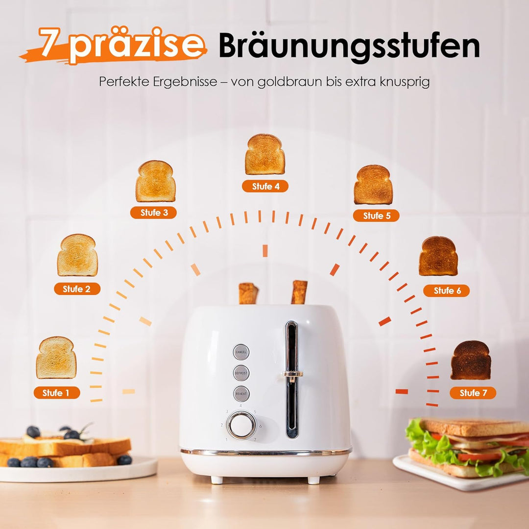 Fab by Kitchen in the box Toaster 2 Scheiben, Retro Toaster aus Edelstahl mit breiten Schlitzen und