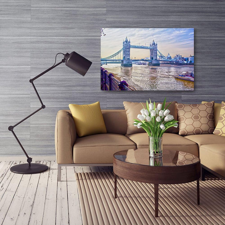 Feeby Frames, Leinwandbild, Bilder, Wand Bild, Wandbilder, Kunstdruck 60x80cm, LONDON BRÜCKE, AUSSIC