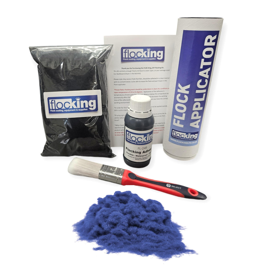 FLOC-KING DIY Flocking Kit - Flocked Dashboard - Project - Nylon Flock - Durable Finish (ROYAL Blue)
