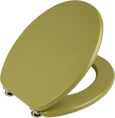 aquaSu® WC-Sitz Grün Venezia, Toilettendeckel in Oliv, Metallscharniere rostfrei, mit robustem Holz-