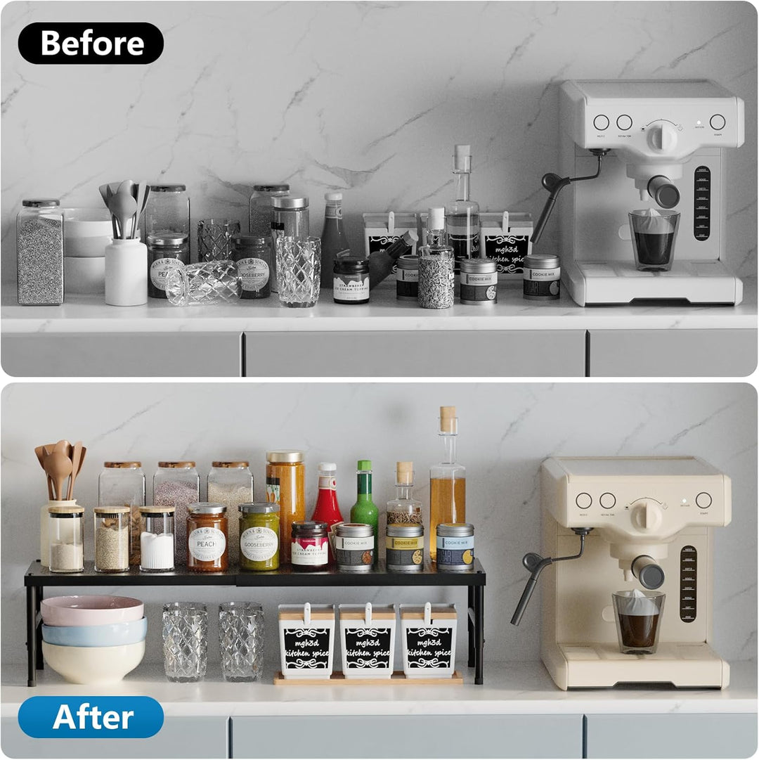 HI NINGER Erweiterbar Küchenregal Organizer, küchenregal, Verstellbares & Stapelbares Gewürzregal,Sp