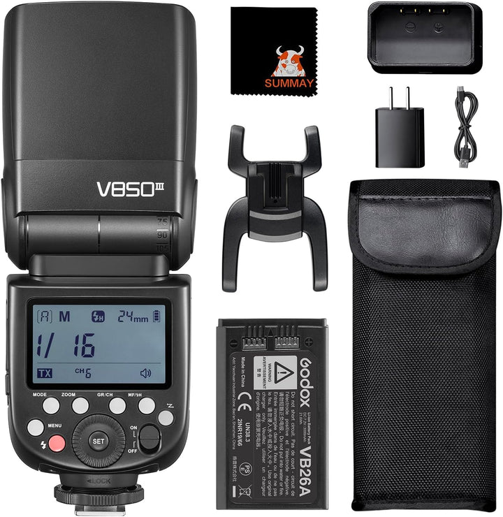 GODOX V850III Kamerablitz 1/8000s HSS 7,2V/2600mAh Akku 1,5s Recyclingzeit 450 Blitze mit voller Lei