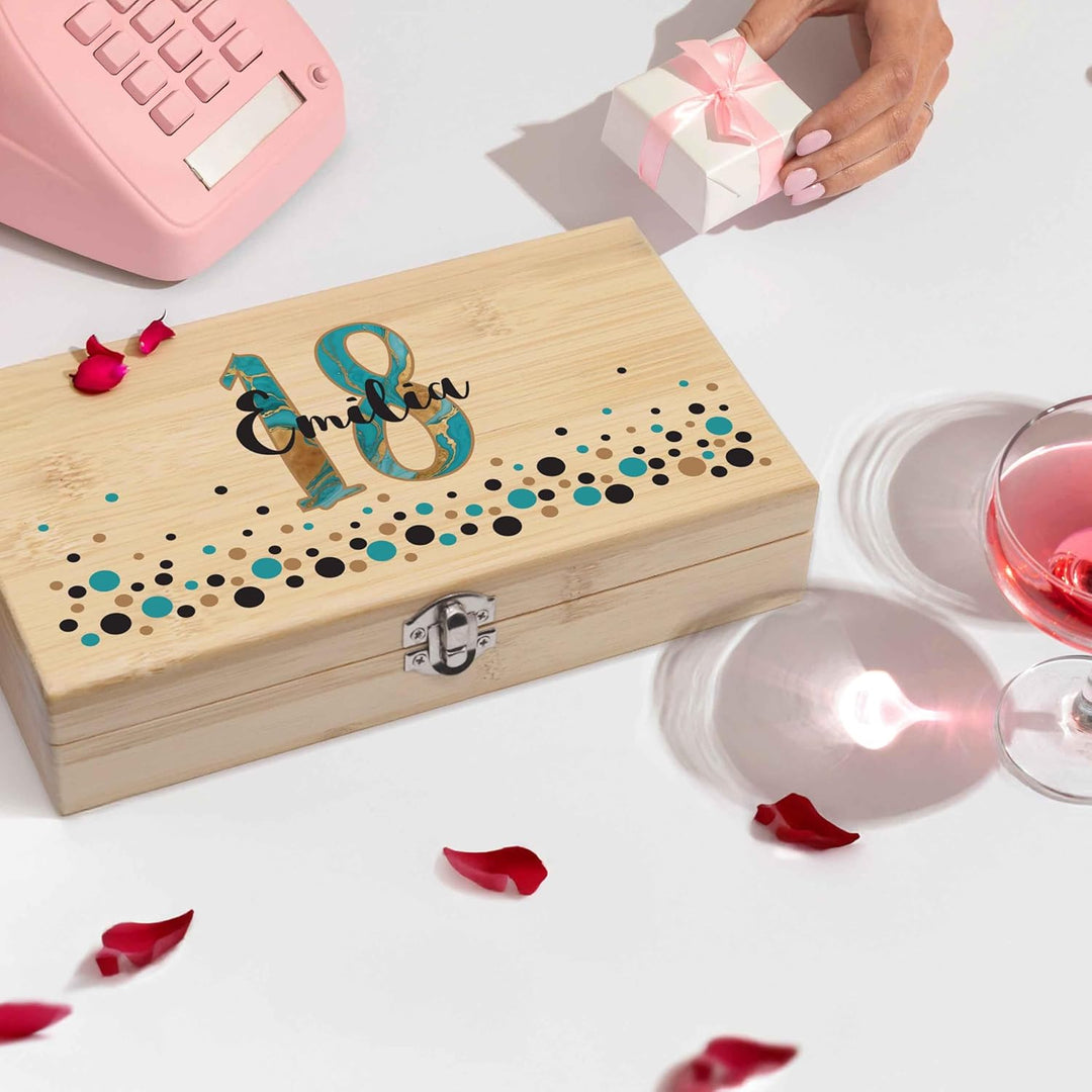LAUBLUST Weinöffner Set Personalisiert mit Name & Alter - 5er Weinzubehörset als Geschenk zum Geburt