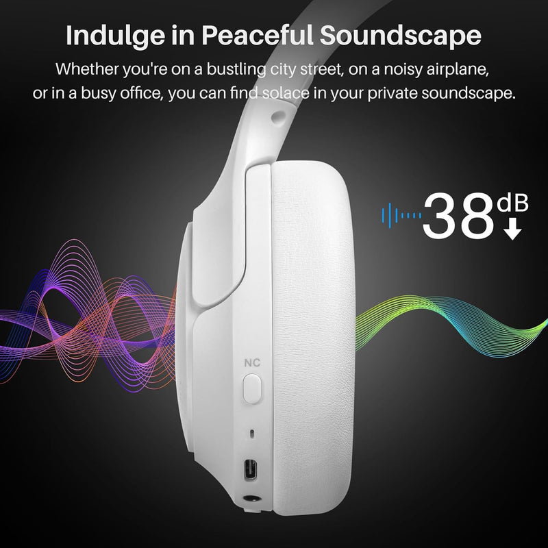 TOZO HT2 Kabelloser Bluetooth Kopfhörer Over-Ear mit Hybrid Active Noise Cancelling, 56 Stdn. Spielz