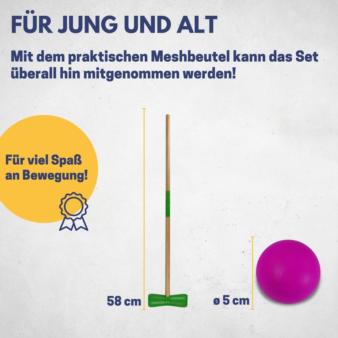 Best Sporting Crocket Set I Krocket Erwachsene & Kinder I mit Schläger, Kugeln, Tore, Markierungspfä