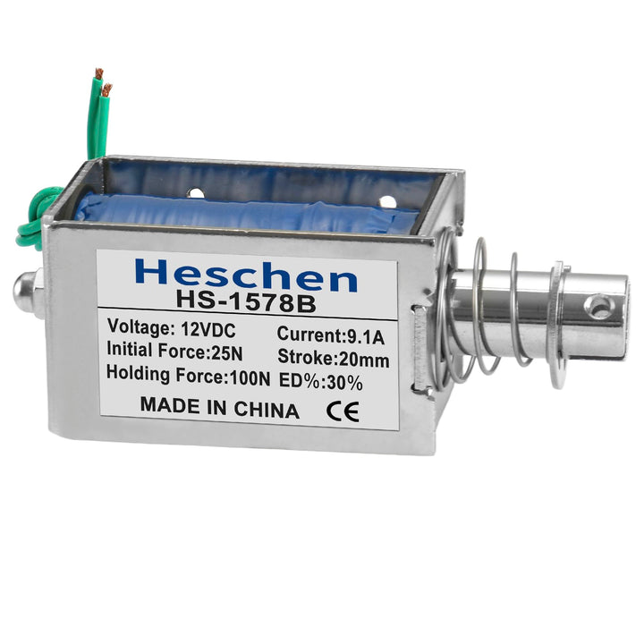 Heschen Magnet-Elektromagnet, HS-1578B, DC12 V, 4,8 A, 25 mm Hub, Kraft 50 N, Push-Pull-Typ, offener