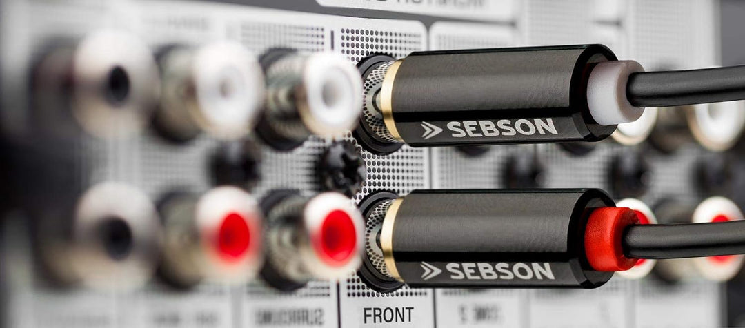 SEBSON Cinch Audio Kabel 10m, 2 zu 2 Cinch Stecker RCA, AUX Audio Kabel für Stereoanlagen, Verstärke