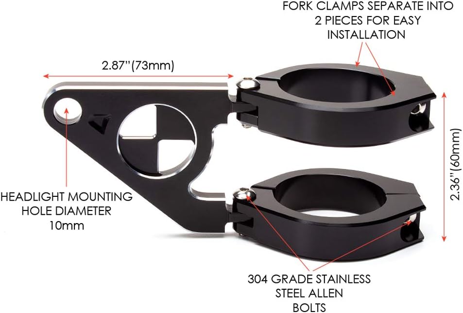 Motorrad Scheinwerfer-Halter Passend Für BMW Cafe Racer Projekt - Schwarz, 38-39mm, 38-39mm