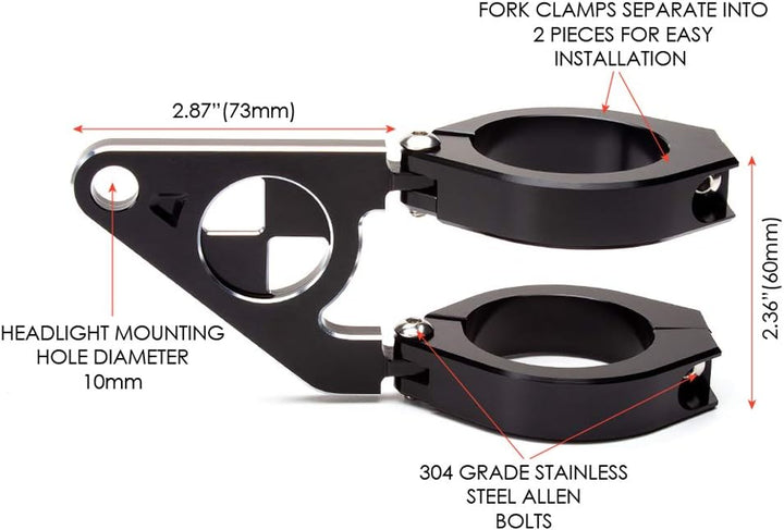 Motorrad Scheinwerfer-Halter Passend Für BMW Cafe Racer Projekt - Schwarz, 38-39mm, 38-39mm