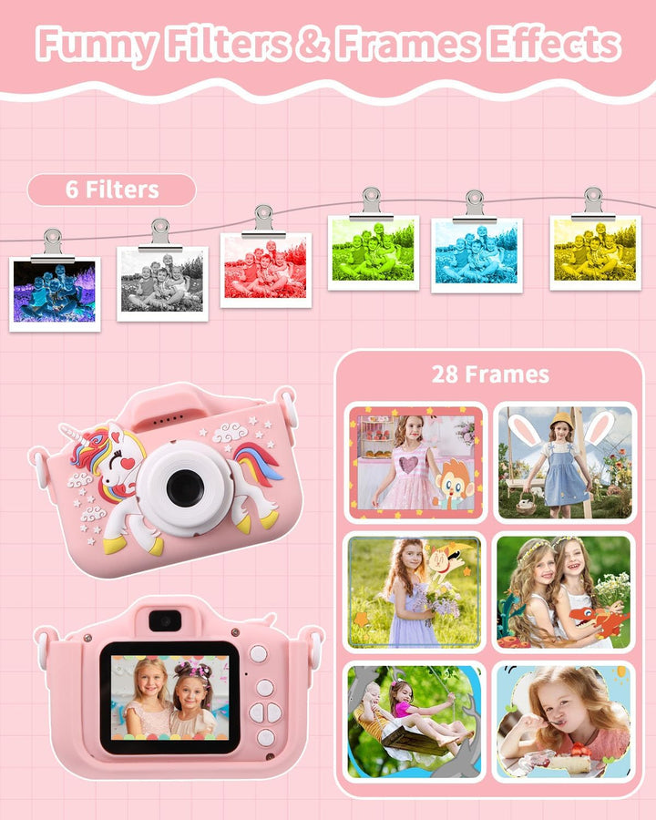 Kinderkamera 1080P Bildschirm Kamera mit 64GB-Karte Selfie Digitalkamera für 3-12 Jahre Jungen &amp; Mäd