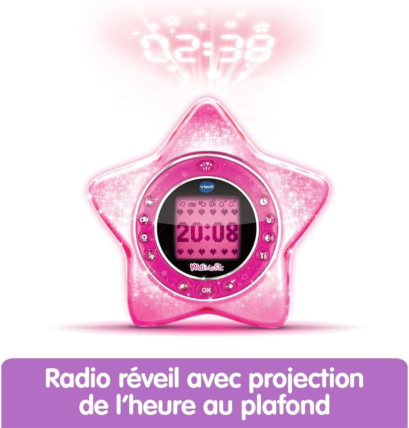 VTech - KidiMagic StarLight Rose — Interaktiver Kinderwecker, Radiowecker mit Lautsprecher und animi