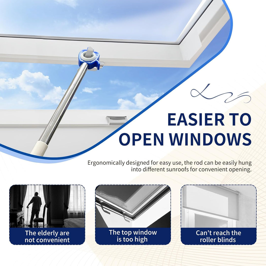 Dachfenster Stange zum Öffnen Fenstergriff Verlängerung - Dachfenster Öffner Stange, Edelstahl Fenst