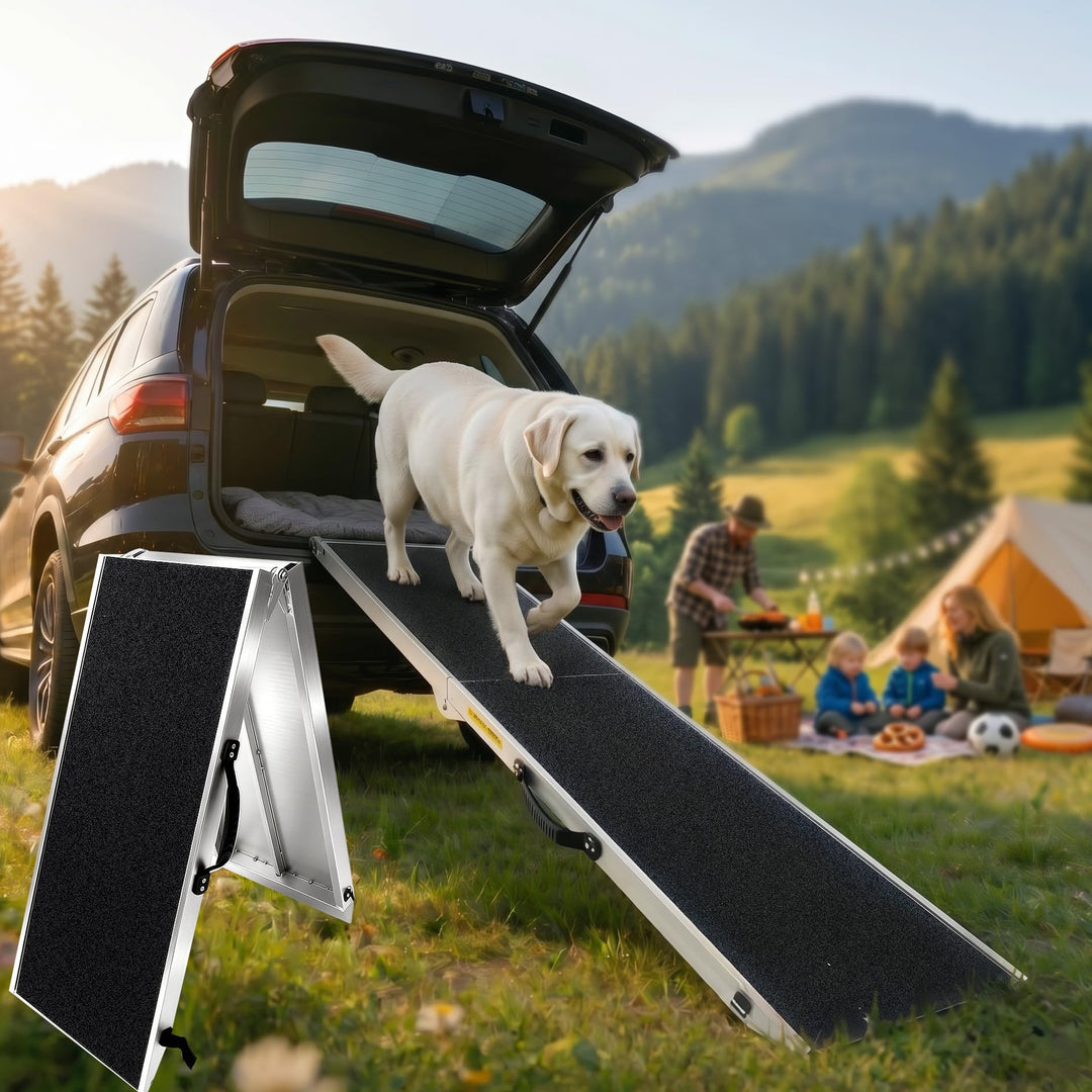 LIEKUMM Hunderrampe Klappbar, 180 kg Tragkraft Aluminium Rampe Hund, 184,5 x 38 cm Hundetreppe für K