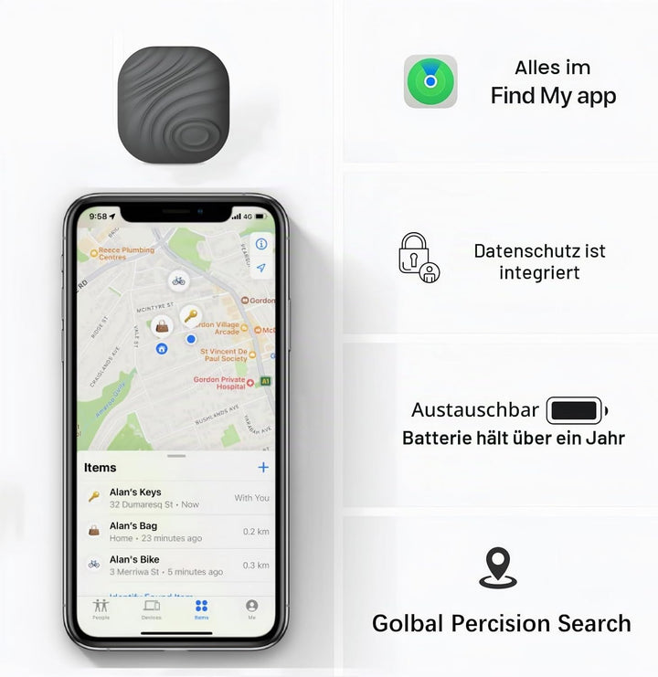 Nutale Air Schlüsselfinder Tag Kaffee - Only IOS - 4PCS Schlüssel Finden mit Bluetooth Finder Tracke