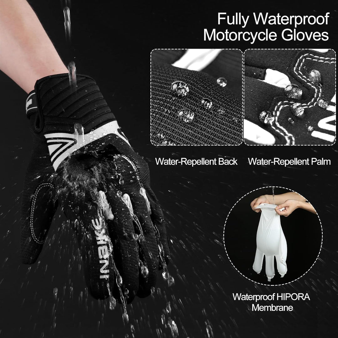 INBIKE Winter Motorradhandschuhe Wasserdicht Warm Winddicht mit Harter Schutz Motocross Motorrad Han