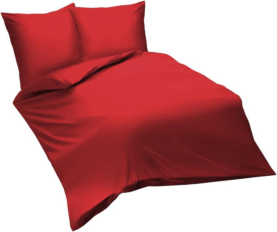 fleuresse Uni-Colours Bettwäsche-Set, Mako Satin, 100 Prozent Baumwolle, Fb. Bordeaux-rot, 240 x 220
