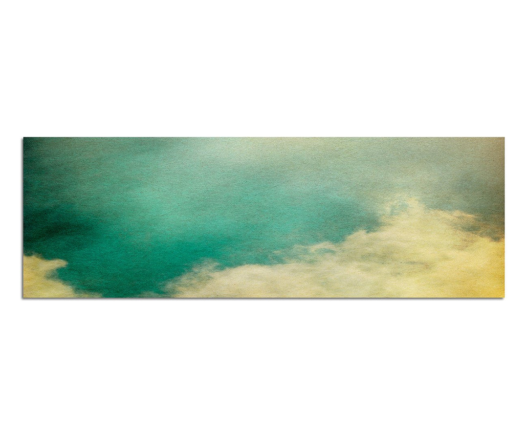 Paul Sinus Art Panoramabild auf Leinwand und Keilrahmen 150x50cm Himmel Wolken Sonnenlicht Vintage
