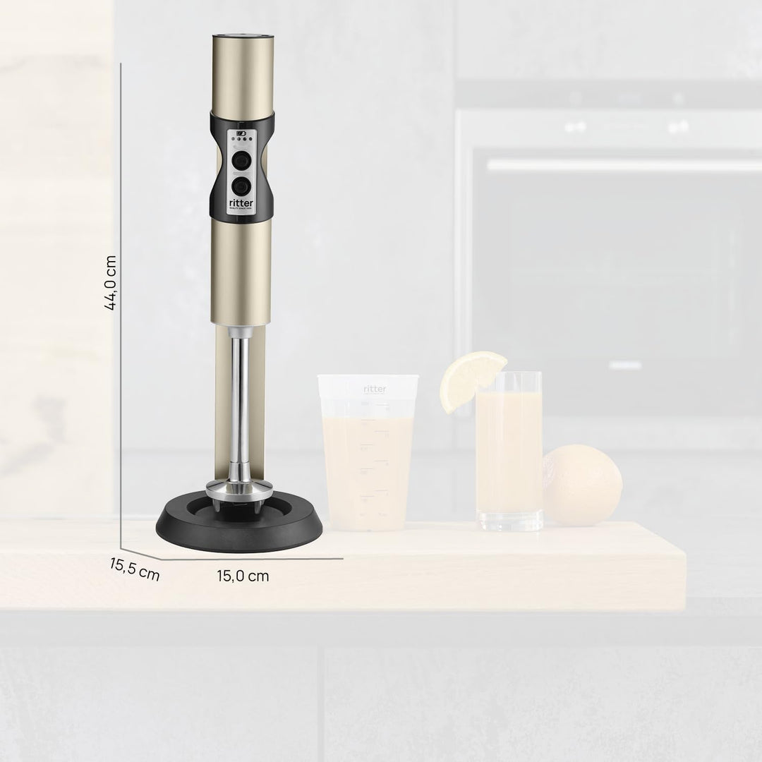 ritter stilo 7 kabelloser Stabmixer, Pürierstab mit Akku aus Vollmetall, Made in Germany, Helles Bra