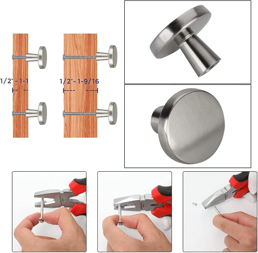 LONTAN 10 Stück Möbelknöpfe edelstahl Schrankknöpfe Rund Knöpfe Schrank Silber Schubladenknöpfe Möbe
