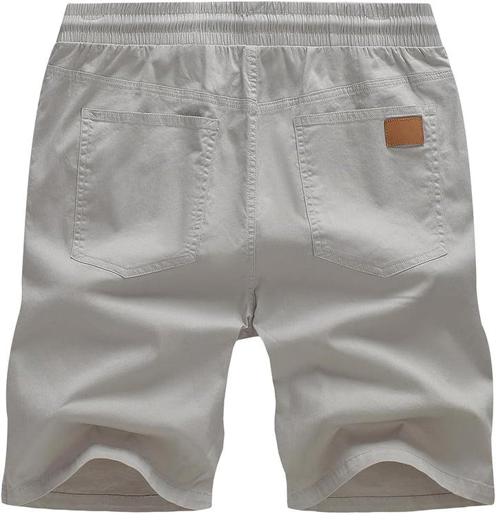 JMIERR Kurze Hosen Herren Shorts Herren Sommer Chino Baumwolle Elastische Taille mit Taschen S D Gra