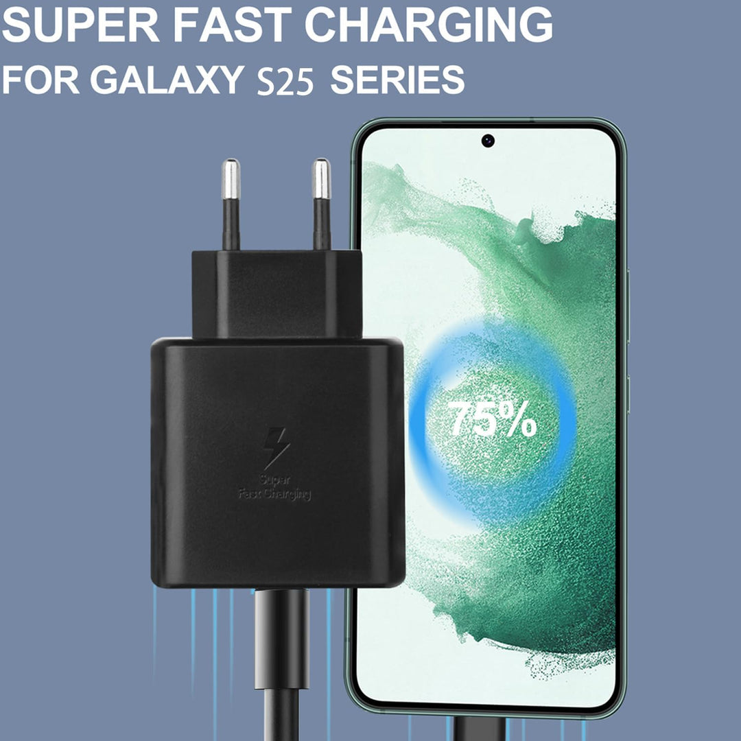 Samsung Schnellladegerät 45 W Ladegerät mit 2m Nylon Ladekabel Typ C kompatibe mit Samsung Galaxy S2