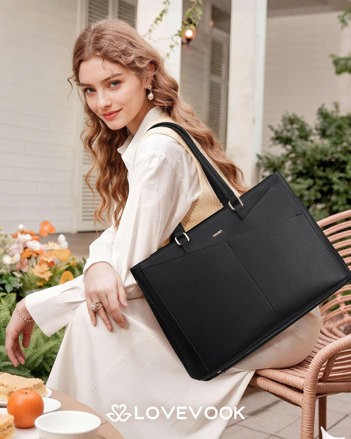 LOVEVOOK Laptoptasche Damen, Arbeitstasche mit Isoliertem Kühlfach Gross | 15,6 Zoll Laptop Handtasc