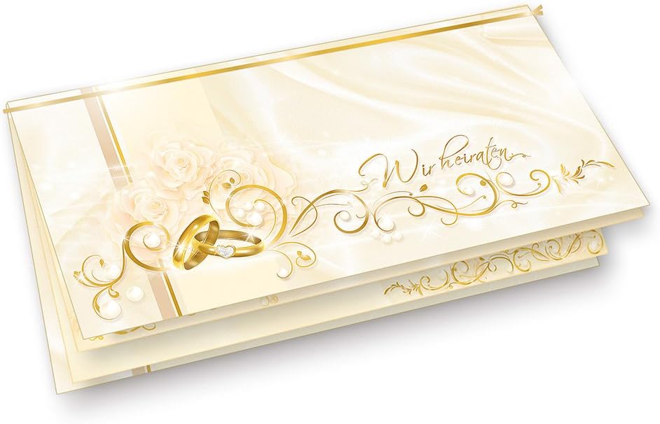 tatmotive Einladungskarten Hochzeit PERLMUTT (10 Sets) 10 Einladungen mit Einlegeblätter zum selbst