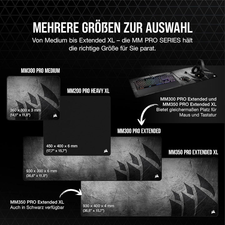 Corsair MM300 PRO Spritzwassergeschütztes Premium-Gaming-Mauspad aus Stoff (Fläche 93 × 30 cm, Mikro