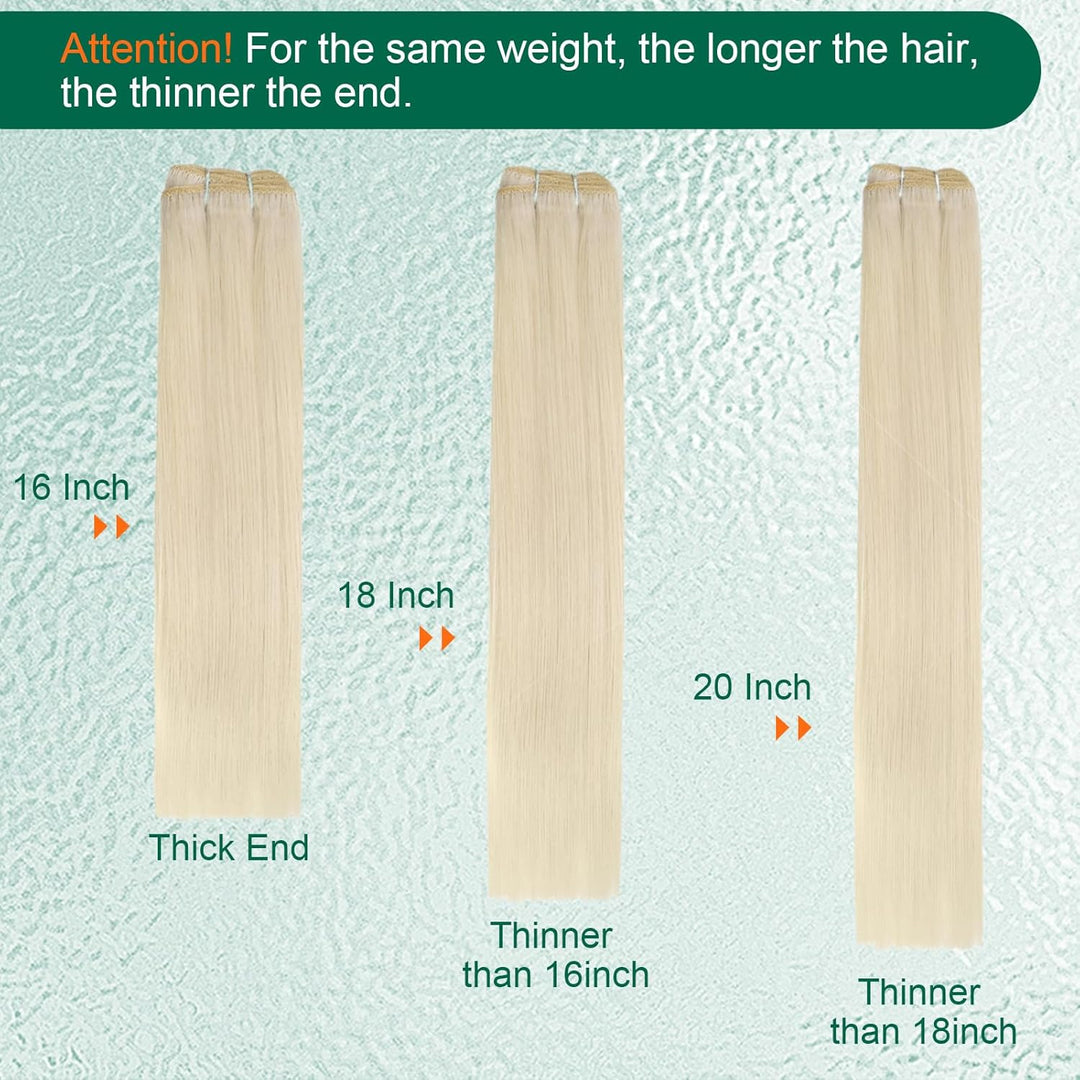 Easyouth Blond Tressen Extensions Echthaar Weft Tressen Echthaar Farbe Platinblond Tressen Extension