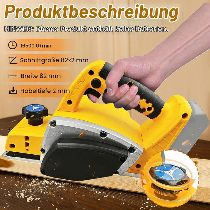 Akku Elektrohobel Kompatibel mit Dewalt 20V, Akku-Hobel Holz 16500RPM Bürstenlose Elektrohobe Hobelb